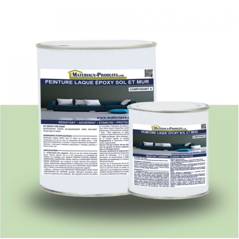 Matpro - Peinture laque Epoxy Sol et Mur - 1 Kg Vert Pastel
