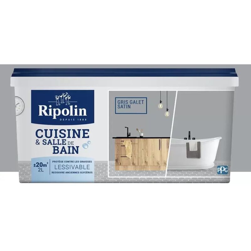 Peinture Cuisine & Salle de Bain Ripolin Gris galet 2 l