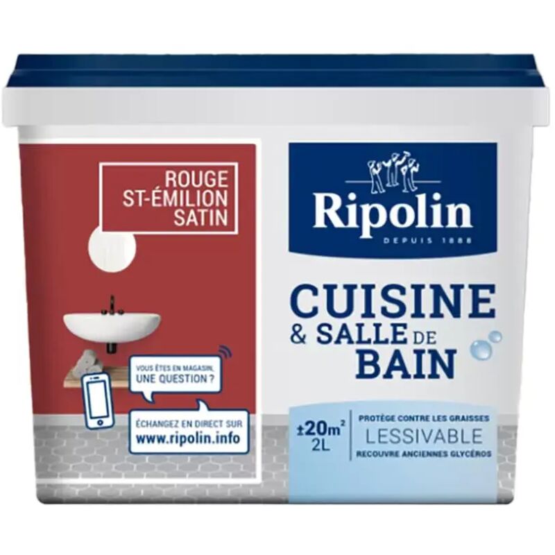 Peinture Cuisine & Salle de Bain Ripolin Rouge Saint-Emilion 2 l