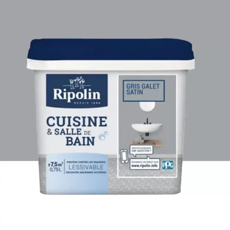 Peinture Cuisine & Salle de Bain Ripolin Gris galet 0,75 l