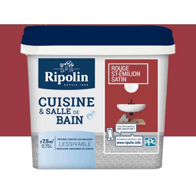 Peinture Cuisine & Salle de Bain Ripolin Rouge Saint-Emilion 0,75 l