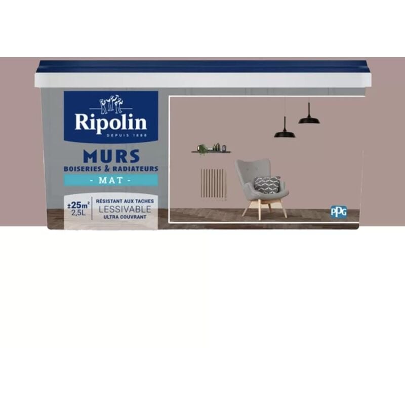 Peinture Murs, Boiseries, Radiateurs Ripolin Mat Taupe 2,5 l