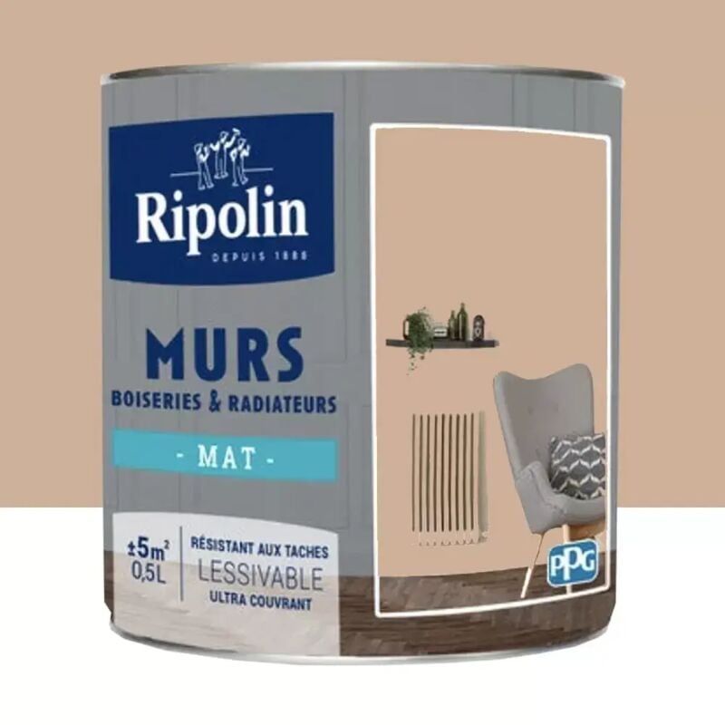 Peinture Murs, Boiseries, Radiateurs Ripolin Mat Gold Manosque 0,5 l