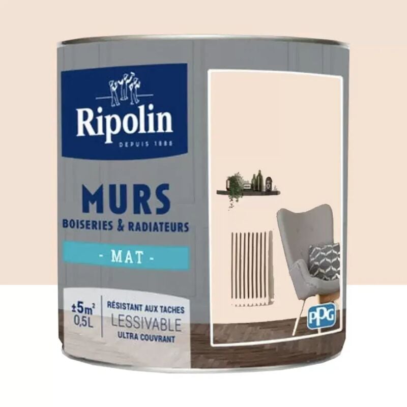 Peinture Murs, Boiseries, Radiateurs RIPOLIN Mat Cassonade 0,5 L