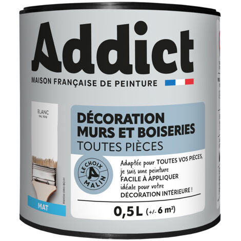 Peinture Décoration Murs Et Boiseries Mat 0.5l - Noir - Addict