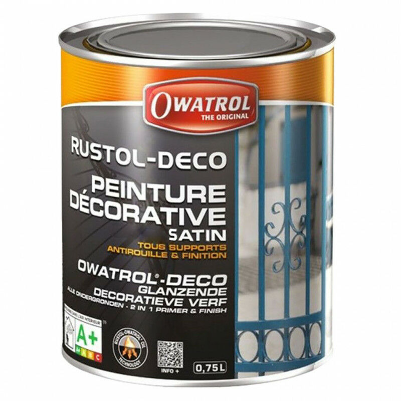 Peinture décorative antirouille RUSTOL DECO satin au RAL 0,75L multi supports OWATROL - RAL: 1015 Ivoire clair