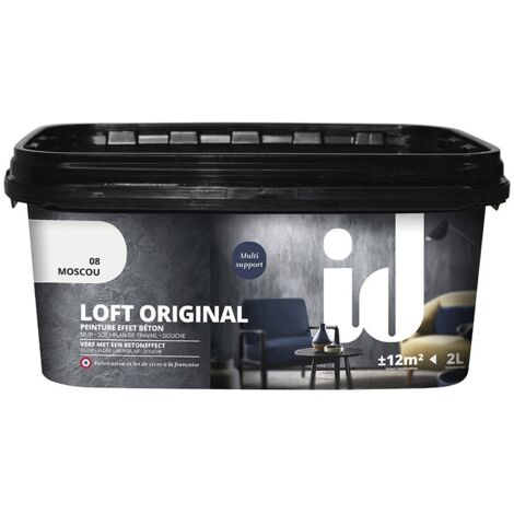 Peinture anti humidité béton poli-ciré 2L – Effet graphique par superposition de coloris – Lavable et lessivable – Compatible pièces humides – Id Paris