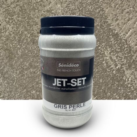Peinture décorative effet métallisé avec billes de verre – JET SET 1L pour 10m² Coloris Gris Perle