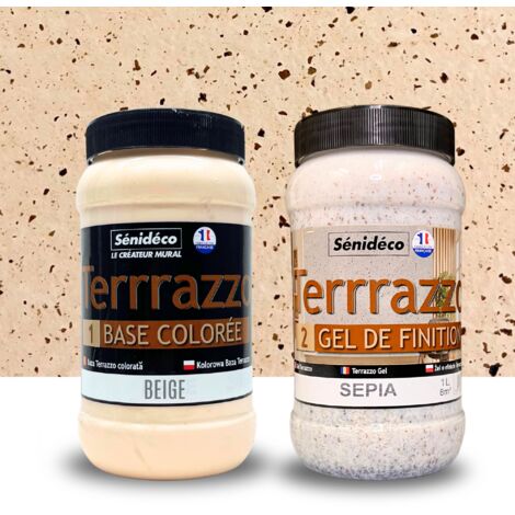 Peinture décorative effet Terrazzo 1L – Couleur beige – Surface couverte 8m² – Séchage rapide 2h – Application sur base Terrazzo
