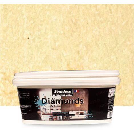Peinture décorative sablée métallisée - DIAMONDS 2,5L pour 20m² coloris Gold