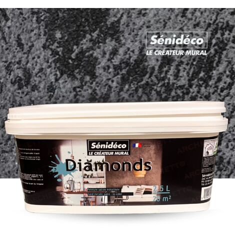 Peinture décorative sablée métallisée - DIAMONDS 2,5L pour 20m² coloris Pure Black