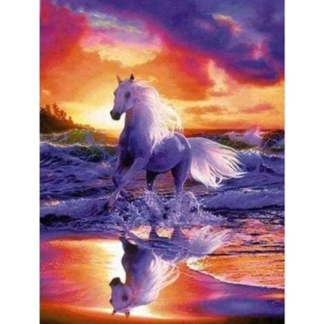 Peinture Diamant Kit Complets Cheval Plage - 5D diamond painting