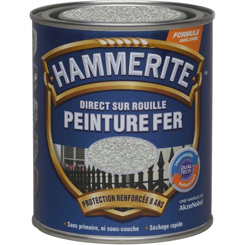 Peinture Direct Sur Rouille Forgée Acier Brossé 0,75 l Hammerite