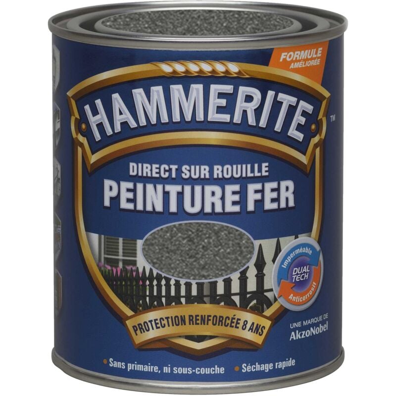 Peinture Direct Sur Rouille Forgée Gris Zinc 0,75 l Hammerite