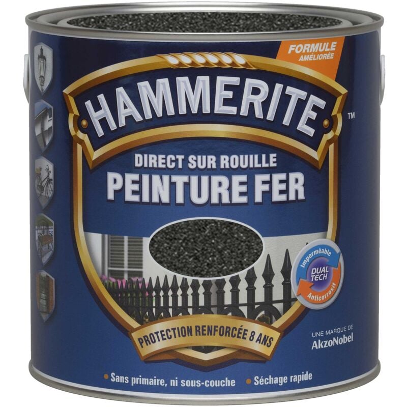 Hammerite - Peinture Direct Sur Rouille Forgée Noir 2,5 l