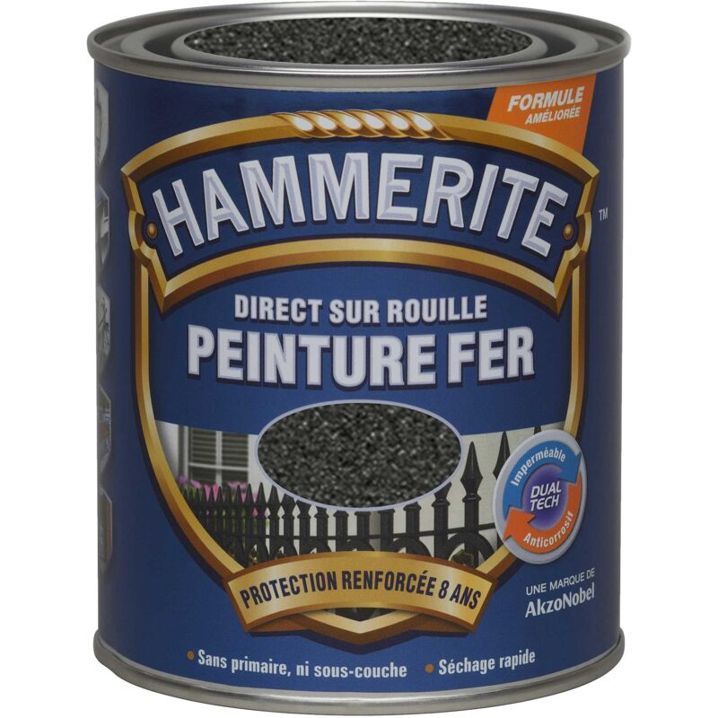 Hammerite - Peinture Direct Sur Rouille Forgée Noir 0,75 l