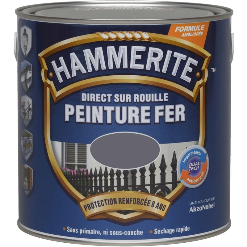 Peinture Direct Sur Rouille Laqué Gris Anthracite 2,5 l Hammerite