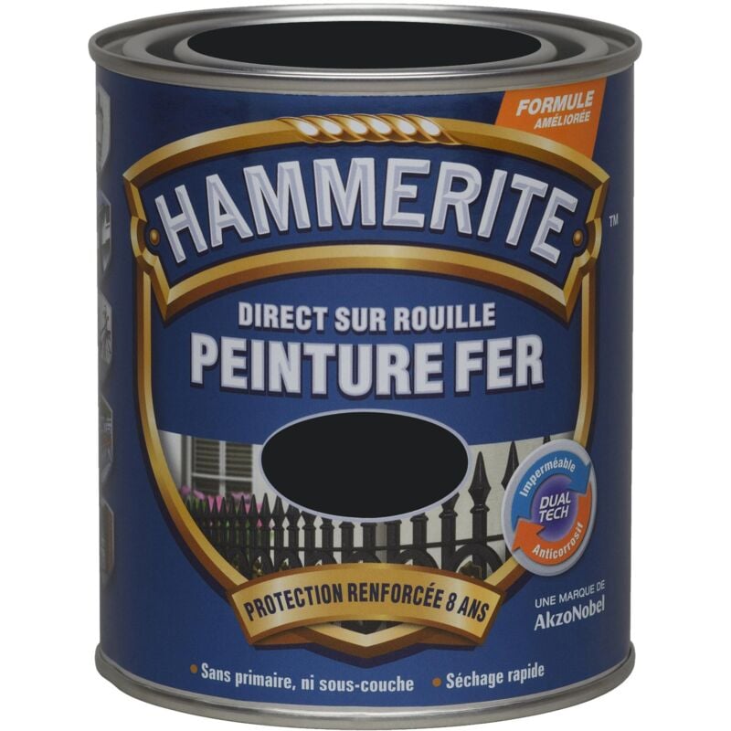 Hammerite - Peinture Direct Sur Rouille Laqué Noir 0,75 l