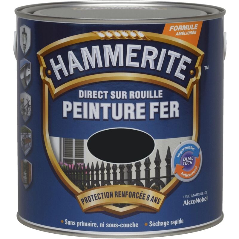 Hammerite - Peinture Direct Sur Rouille Laqué Noir 2,5 l