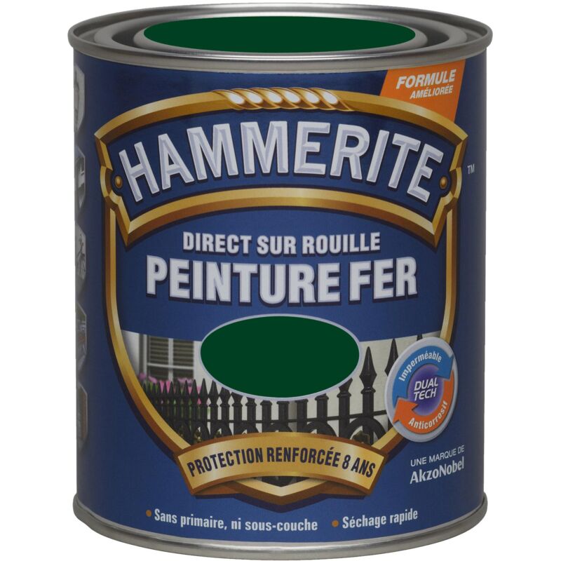 Peinture Direct Sur Rouille Laqué Vert Buisson 0,75 l Hammerite