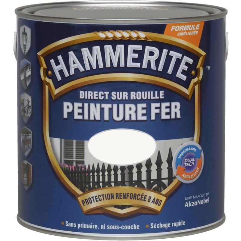 Hammerite - Peinture Direct Sur Rouille Laqué Blanc 2,5 l