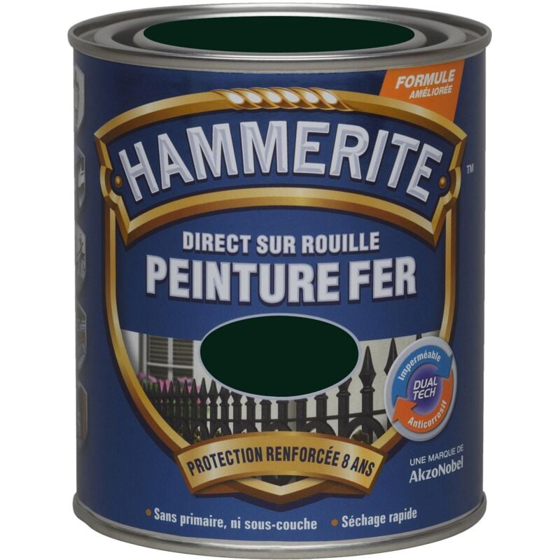 Peinture Direct Sur Rouille Laqué Vert Forêt 0,75 l Hammerite