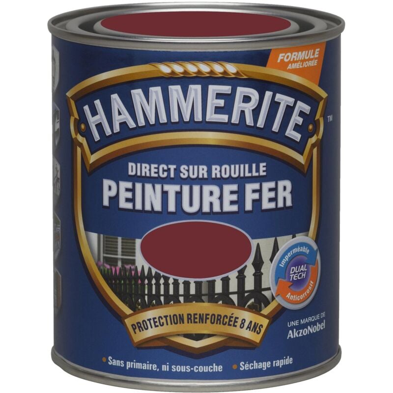 Peinture Direct Sur Rouille Laqué Rouge Basque 0,75 l Hammerite