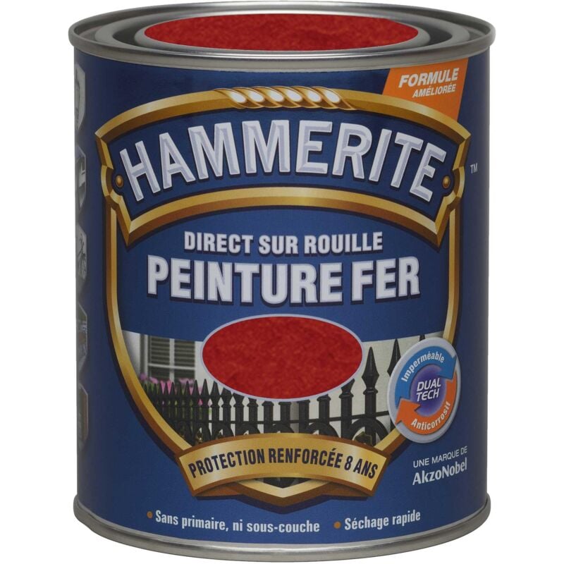 Julien - Peinture Direct Sur Rouille Martelée Rouge 0,75 l - Hammerite