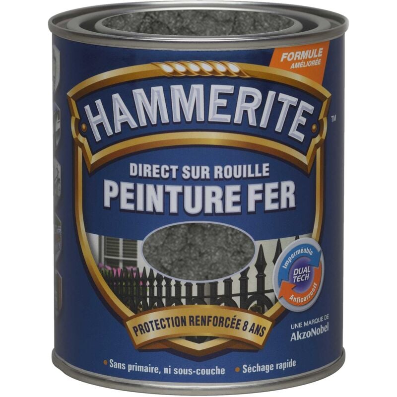 Julien - Peinture Direct Sur Rouille Martelée Gris Ardoise 0,75 l - Hammerite