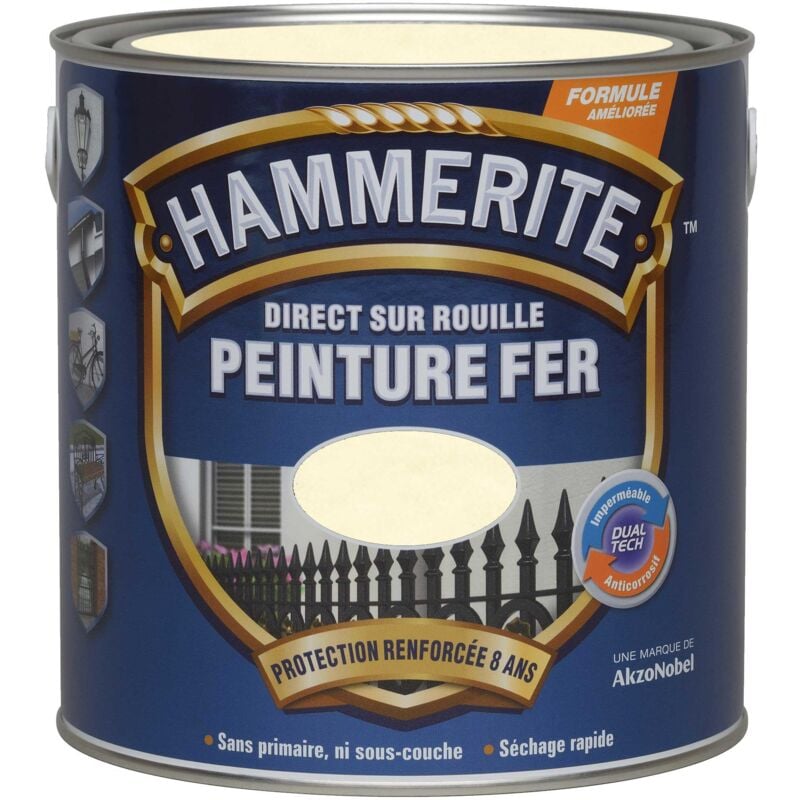 Julien - Peinture Direct Sur Rouille Martelée Blanc Brume 2,5 l - Hammerite