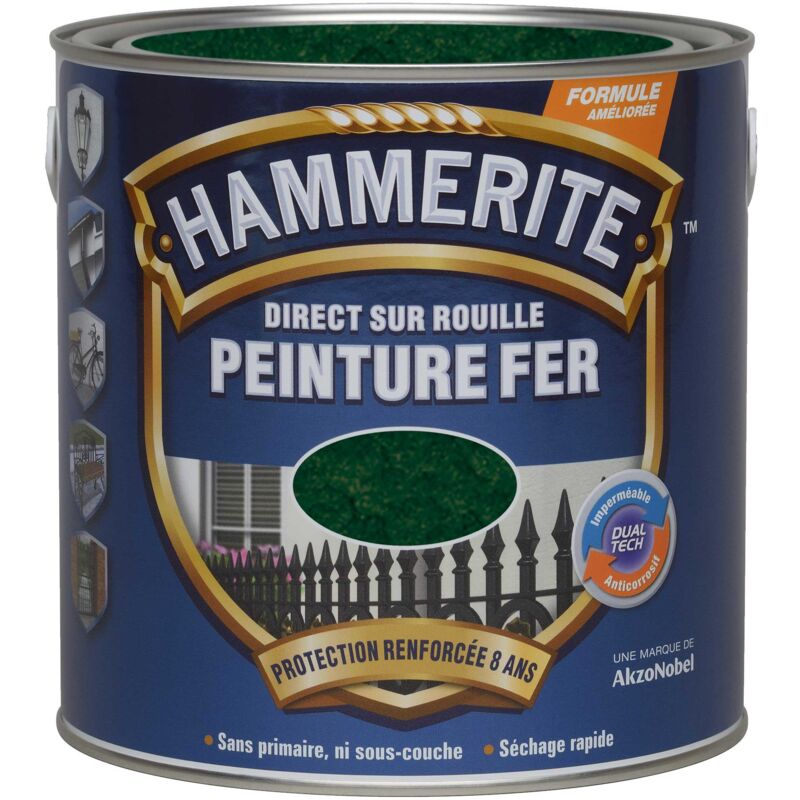 Julien - Peinture Direct Sur Rouille Martelée Vert Epicéa 2,5 l - Hammerite