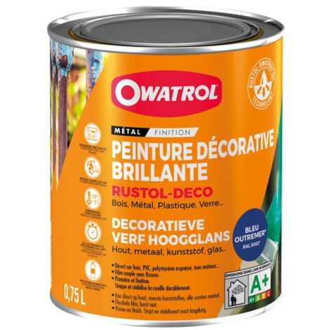 Peinture Durieu rustol deco antirouille 0.75l bleu outremer ral 5002 - OWATROL