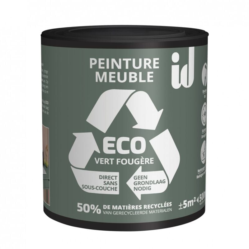 Peinture ECO pour boiseries et meubles - vert fougère 500ml - ID PARIS