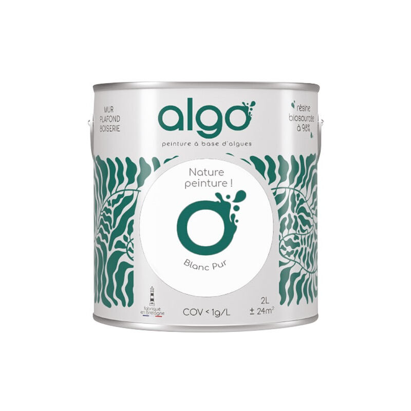 peinture écologique satin 2 l blanc pur - algo