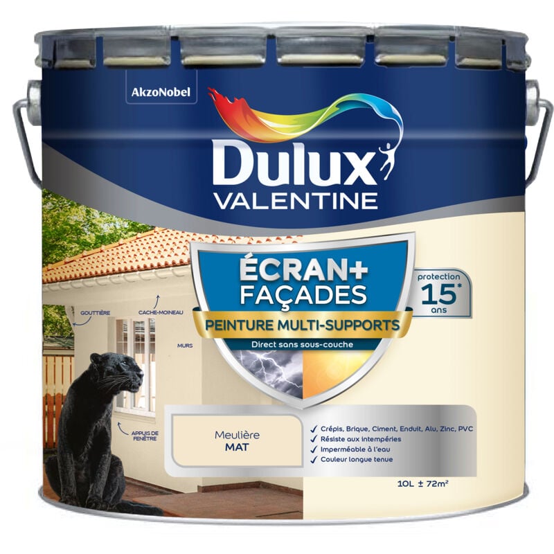 Peinture Ecran+ Multi-Supports Façade - protection 15 ans sur 15 matériaux - Mat Meulière 10 l Dulux Valentine