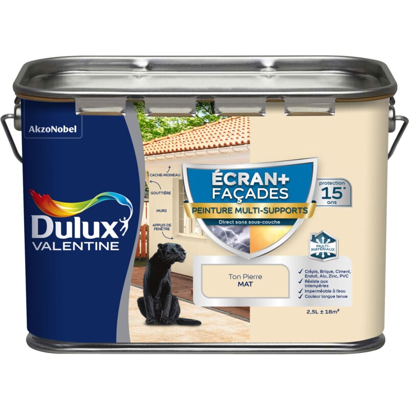 Peinture Ecran+ Multi-Supports Façade - protection 15 ans sur 15 matériaux - Mat Gris Anthracite 2,5 l
