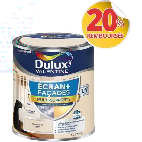 Peinture Ecran+ Multi-Supports Façade - protection 15 ans sur 15 matériaux - Mat Ton Pierre 1 L