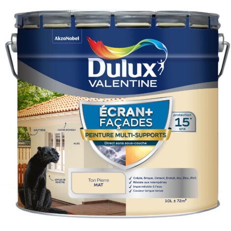 Peinture Ecran+ Multi-Supports Façade - protection 15 ans sur 15 matériaux - Mat Ton Pierre 10 L - Dulux Valentine