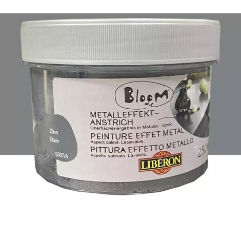 Peinture effet métal étain 0,25 L – Pour meubles et objets – Pigments métalliques pour finition brillante – Application facile – Liberon