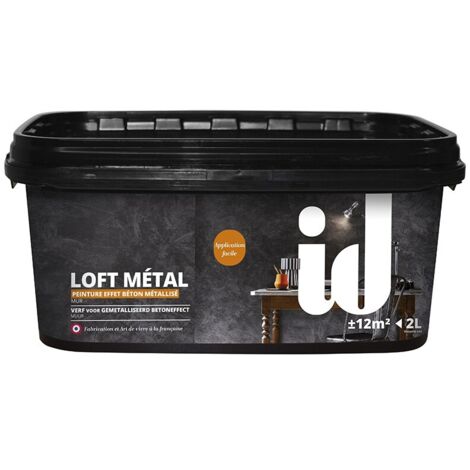Peinture effet métallisé 2L – Coloris acier, zinc, bronze – Application facile pour murs – Rendu béton moderne – Id Paris