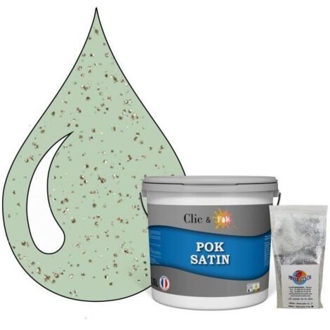 Peinture Effet Pailleté pour Murs & Plafonds - POK PAILLETTE - 2,5L - Vert Bord de Mer