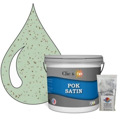 Peinture Effet Pailleté pour Murs & Plafonds - POK PAILLETTE - 5L - Vert Bord de Mer