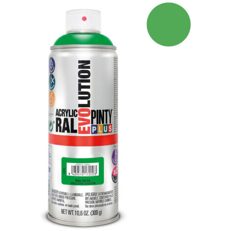 Peinture en aérosol PintyPlus Evolution RAL 6018 Vert jaunâtre 520cc