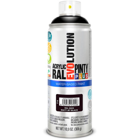 Peinture En Aérosol Pintyplus Evolution Water-based 520cc Ral 9005  Noir Foncé Mat
