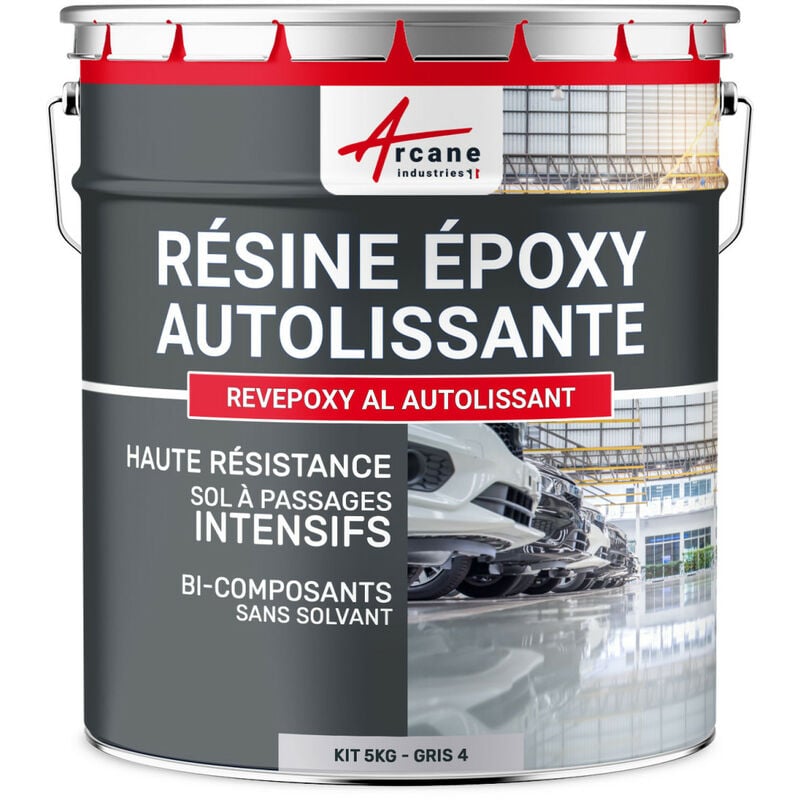 Résine Epoxy Autolissante - Peinture pour Sol : Déco intérieure, Atelier - Effet Miroir - 5 kg Telegris 4 - ral 7047 Arcane Industries