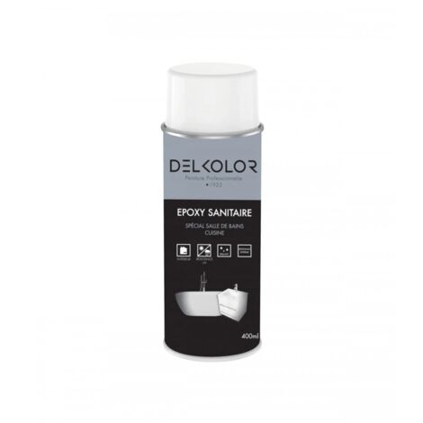 Peinture époxy sanitaire blanc brillant 400ml – Résistance aux produits chimiques – Séchage rapide en 15 minutes – Pour céramique et baignoires – Delkolor