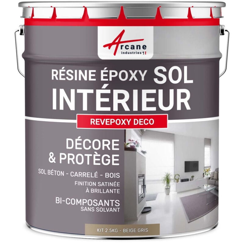 Peinture Sol - Résine Epoxy : Peinture pour Sol salon, cuisine, salle de bains - Effet Miroir - revepoxy deco - 2.5 kg (jusqu'à 12.5 m² en 2 couches)