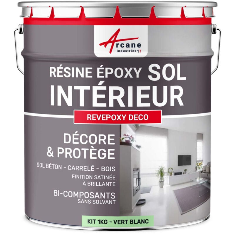 Peinture Sol - Résine Epoxy : Peinture pour Sol salon, cuisine, salle de bains - Effet Miroir - revepoxy deco - 1 kg (jusqu'à 5 m² en 2 couches) Vert
