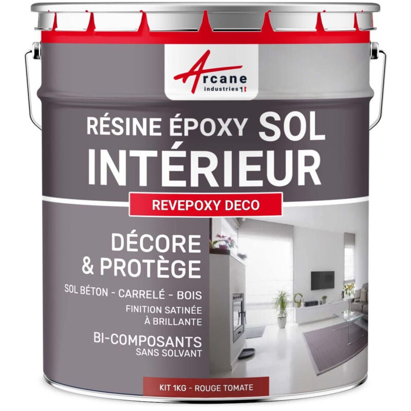 Peinture Sol - Résine Epoxy : Peinture pour Sol salon, cuisine, salle de bains - Effet Miroir - revepoxy deco - 1 kg (jusqu'à 5 m² en 2 couches)
