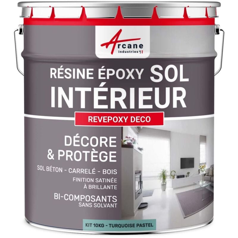 Peinture Sol - Résine Epoxy : Peinture pour Sol salon, cuisine, salle de bains - Effet Miroir - revepoxy deco - 10 kg (jusqu'à 50 m² en 2 couches)